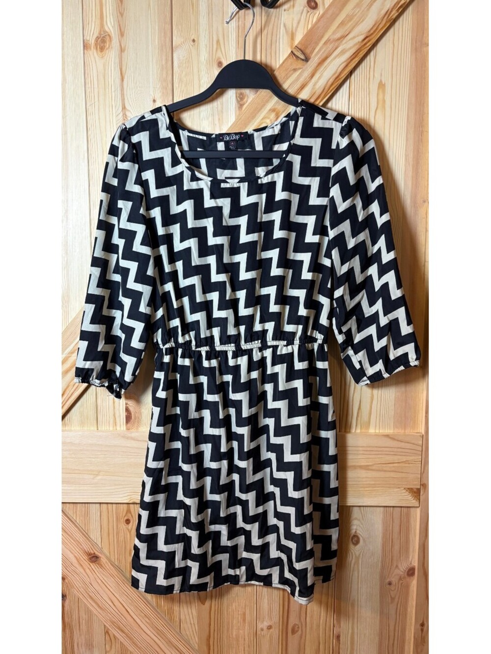 BeBop Black and Cream Zigzag Pattern Dress Medium